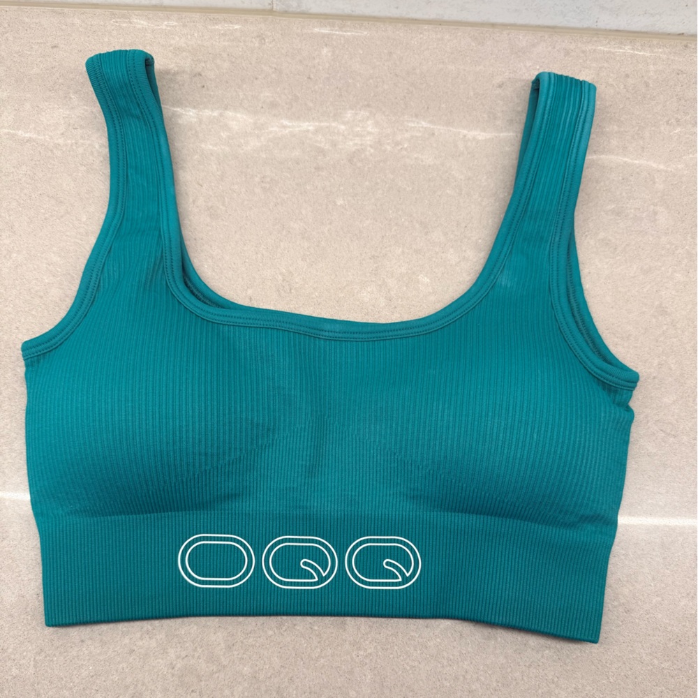 Teal Ribbed Sports Bra